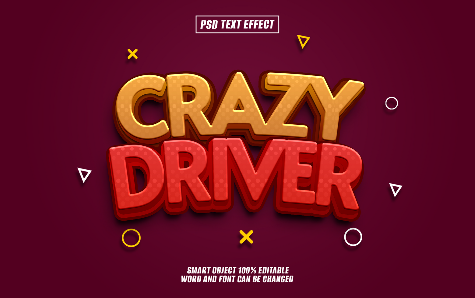 3D text effect Crazy Driver psd