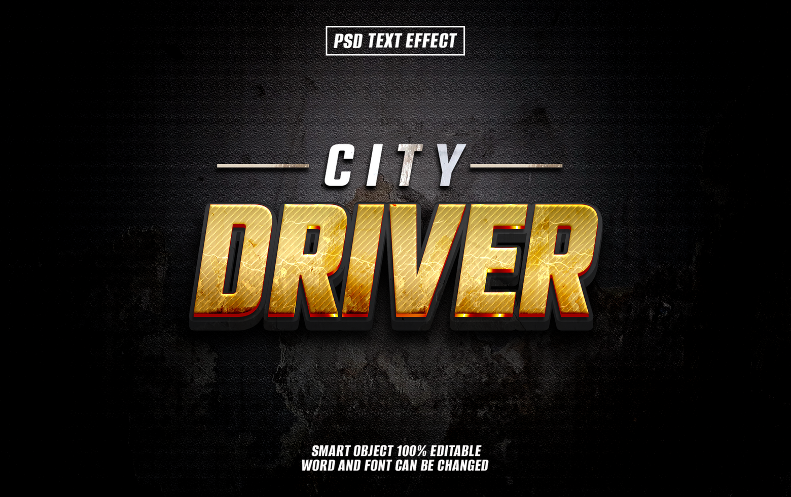 text effect City Driver on dark background. psd