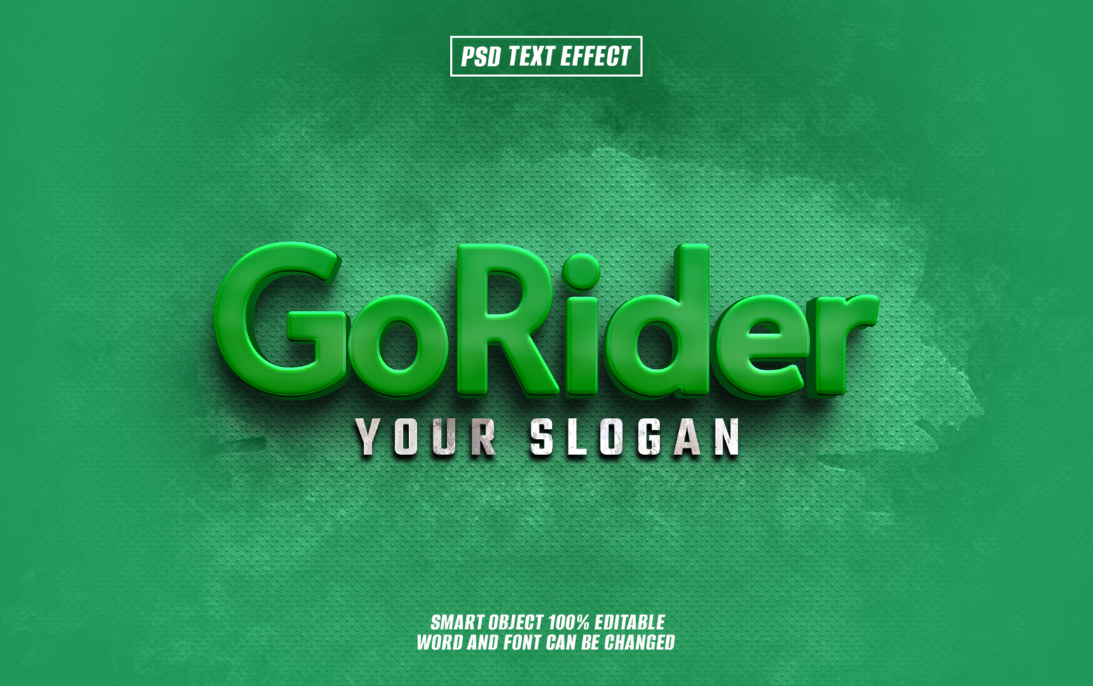 3D text effect GoRider on green background psd