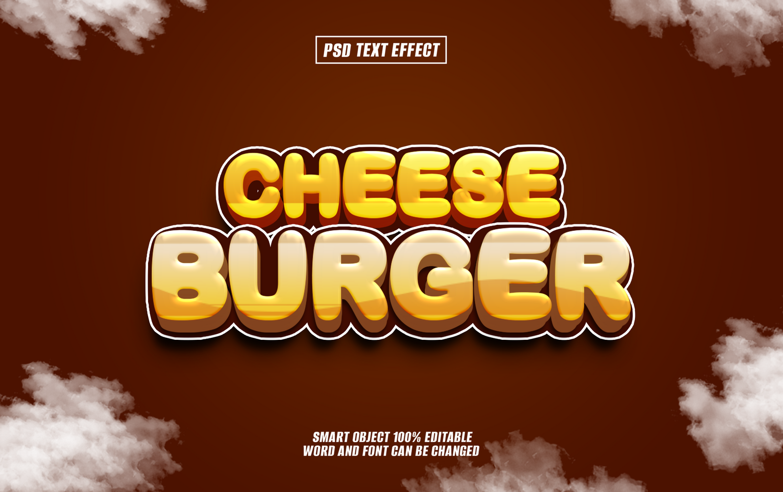 3D cartoon style text effect Cheese Burger psd