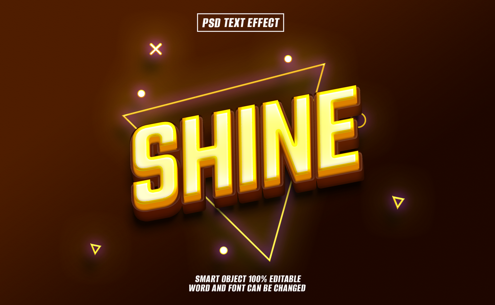 3D text effect Shine on dark background psd