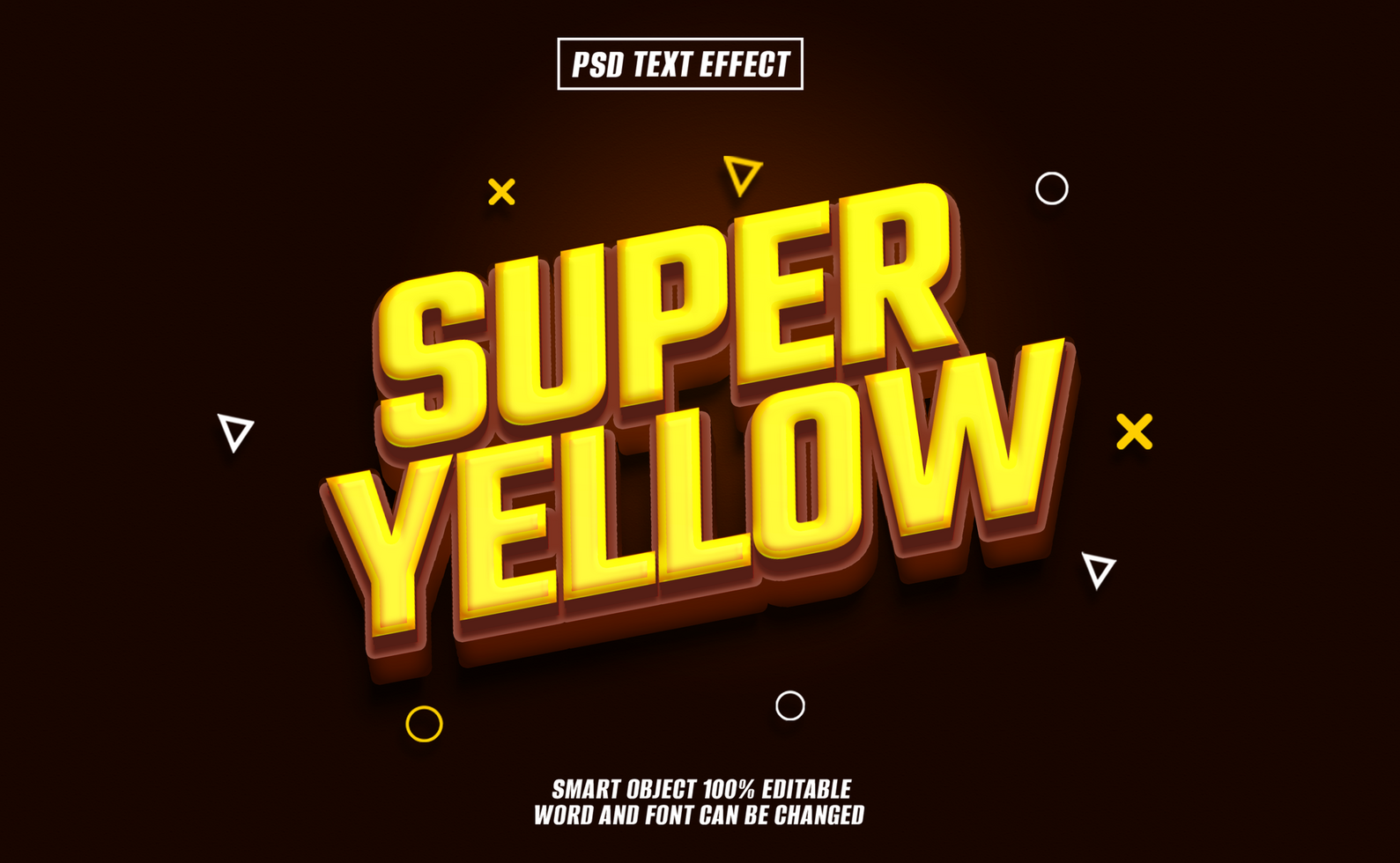 3D yellow text effect Super Yellow on dark background. psd