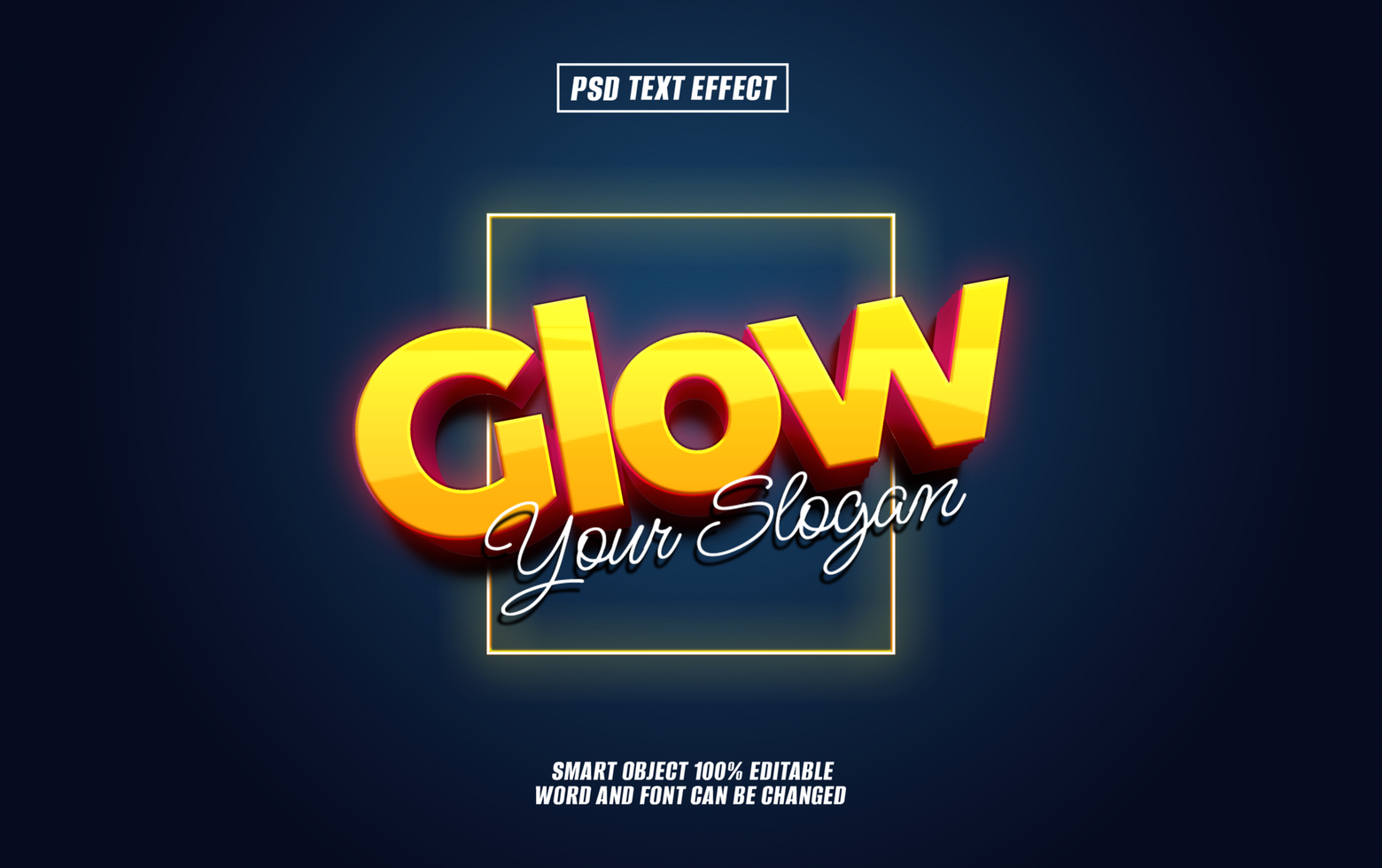 yellow and red Glow text effect with slogan, psd