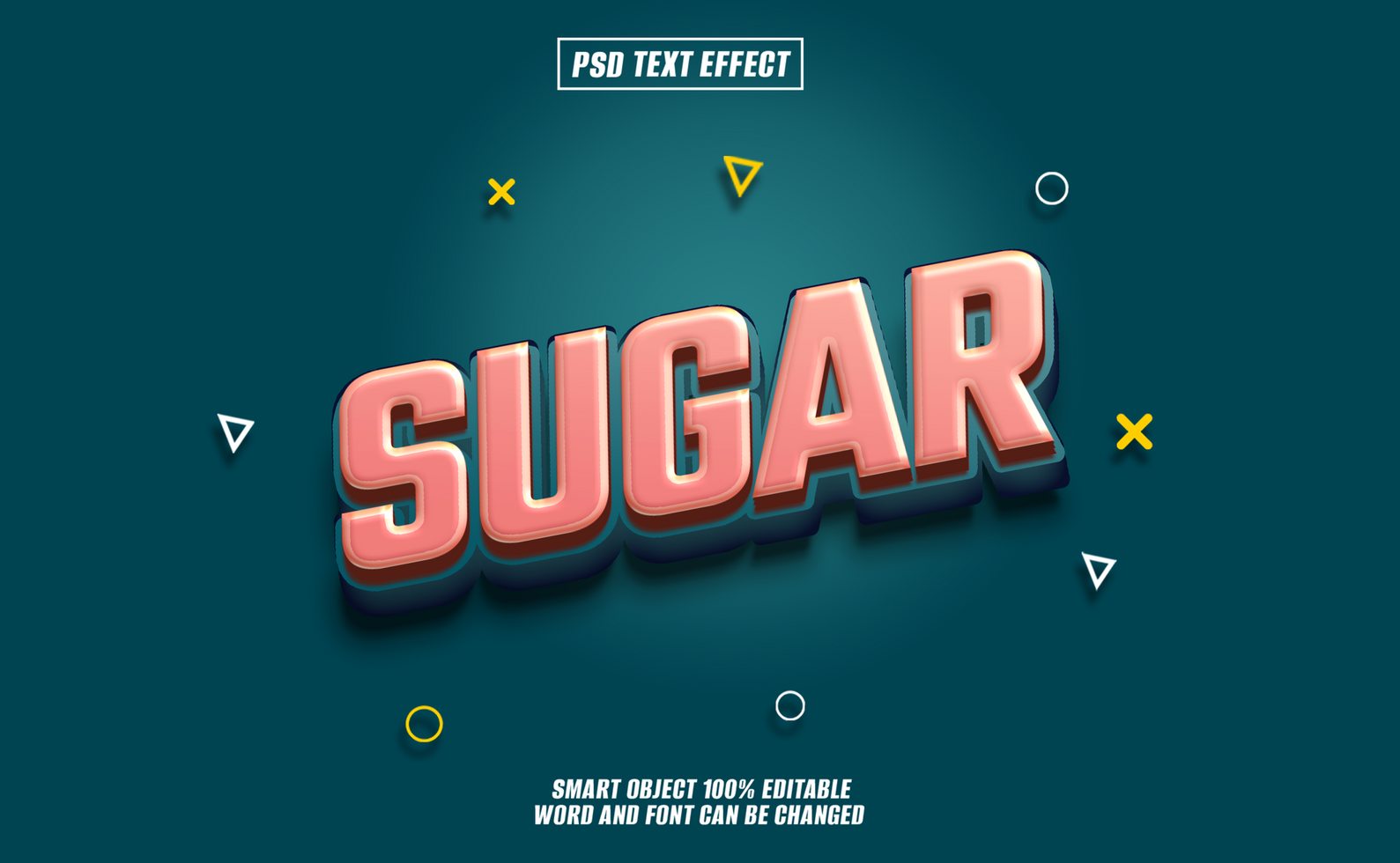 3D Text Effect Sugar in pink, bold, psd