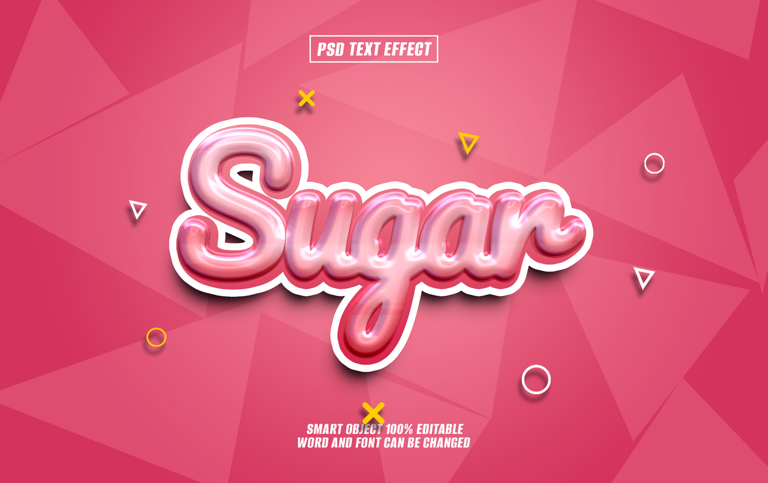 Pink glossy 3D text effect Sugar psd