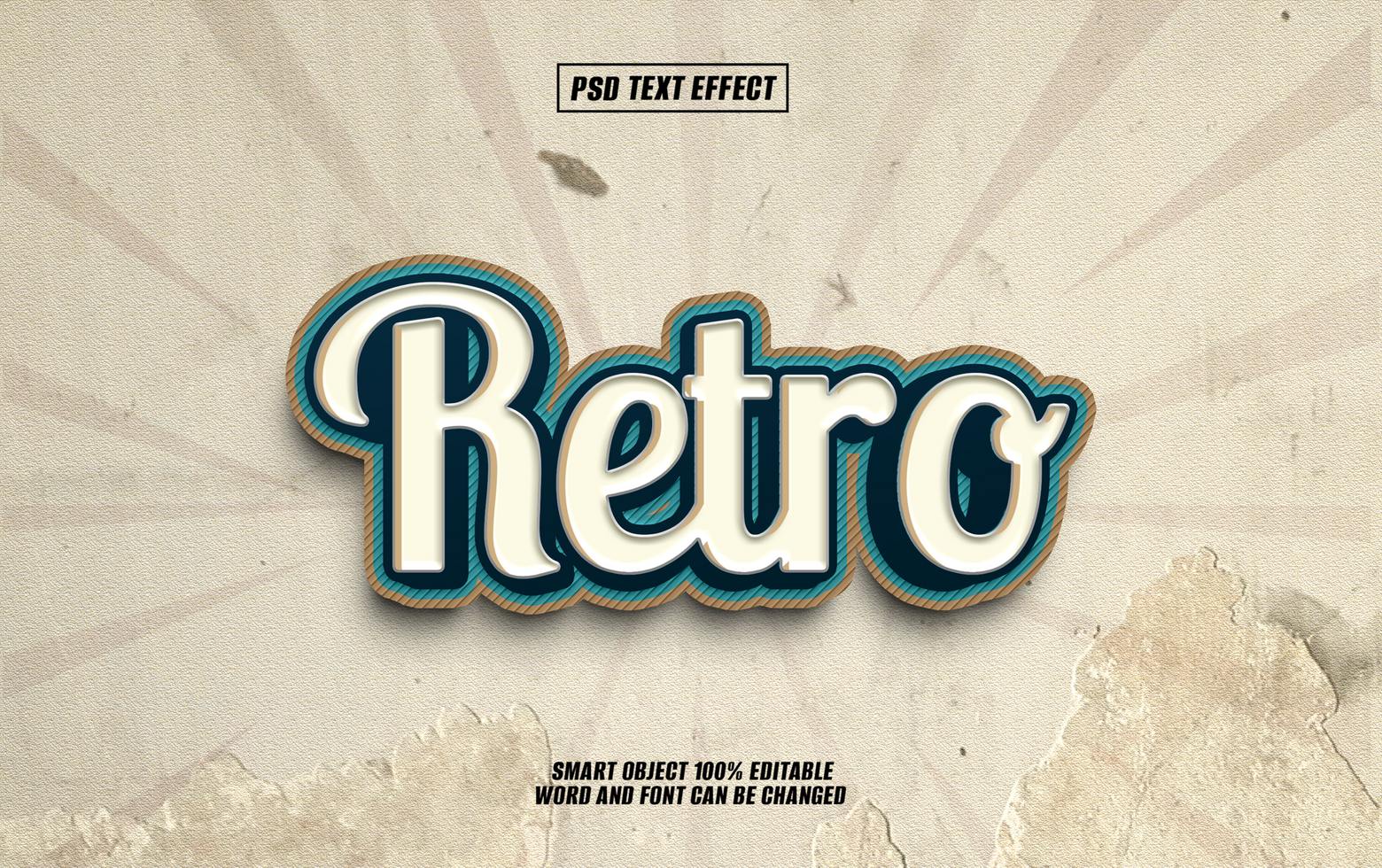 Retro text effect design with vintage background psd