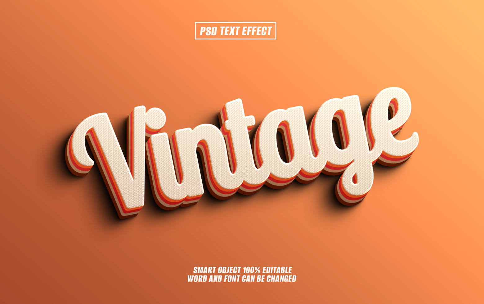 3D Vintage text effect, retro style typography, psd