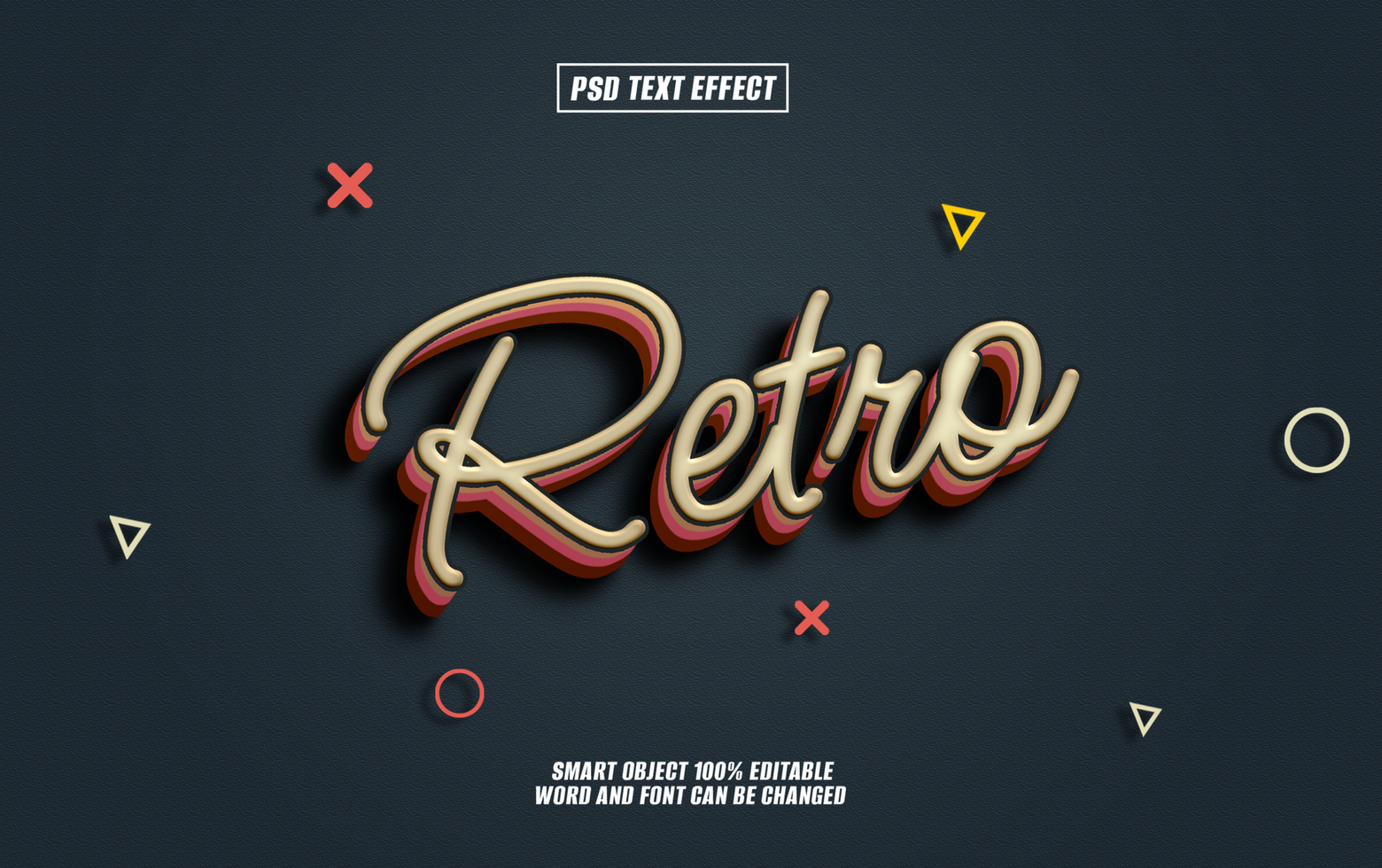 Retro styled text effect with editable word and font psd