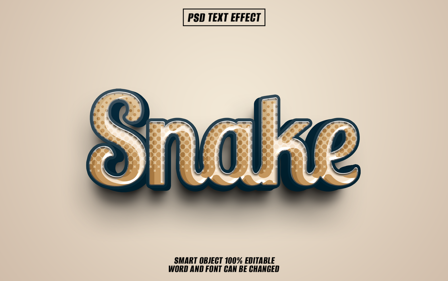 3D text effect snake word editable psd
