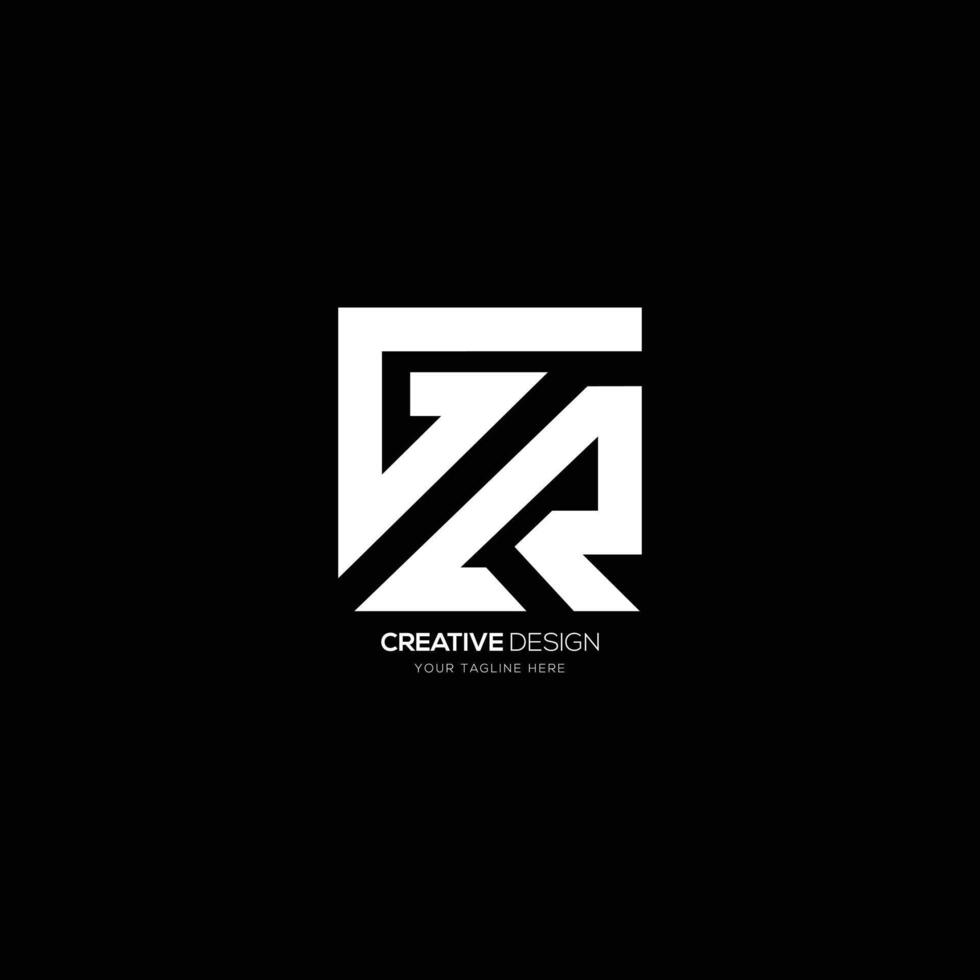 Modern letter G R rectangle shape monogram logo vector