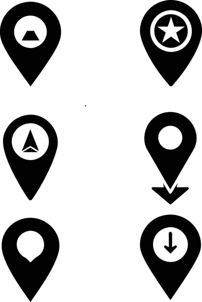 map icons illustration, 6 location icon set vector