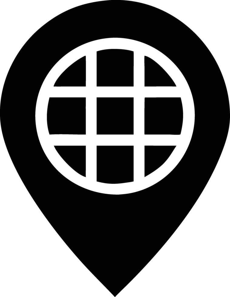 a map, location icon, a black and white pin with a globe on it vector