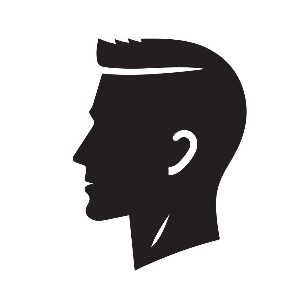 a silhouette of a man's head with a hair cut vector