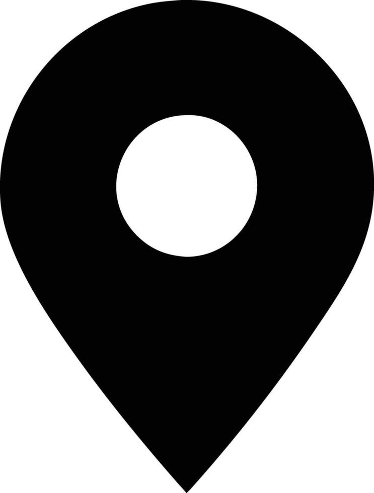 location icon, a black pin with a white circle on it vector