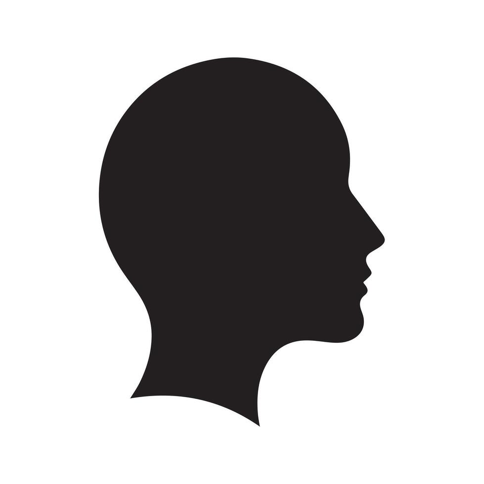 a black silhouette of a man's head on a white background vector