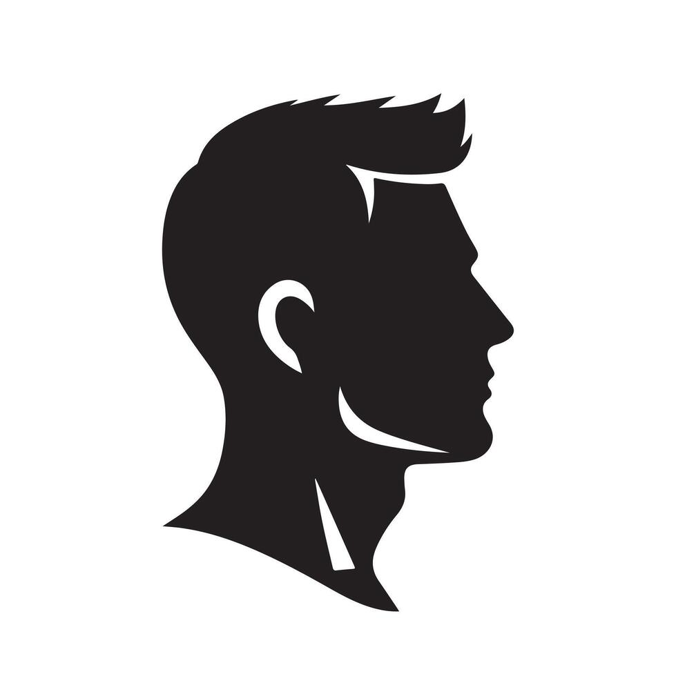 a silhouette of a man's head with a short haircut vector
