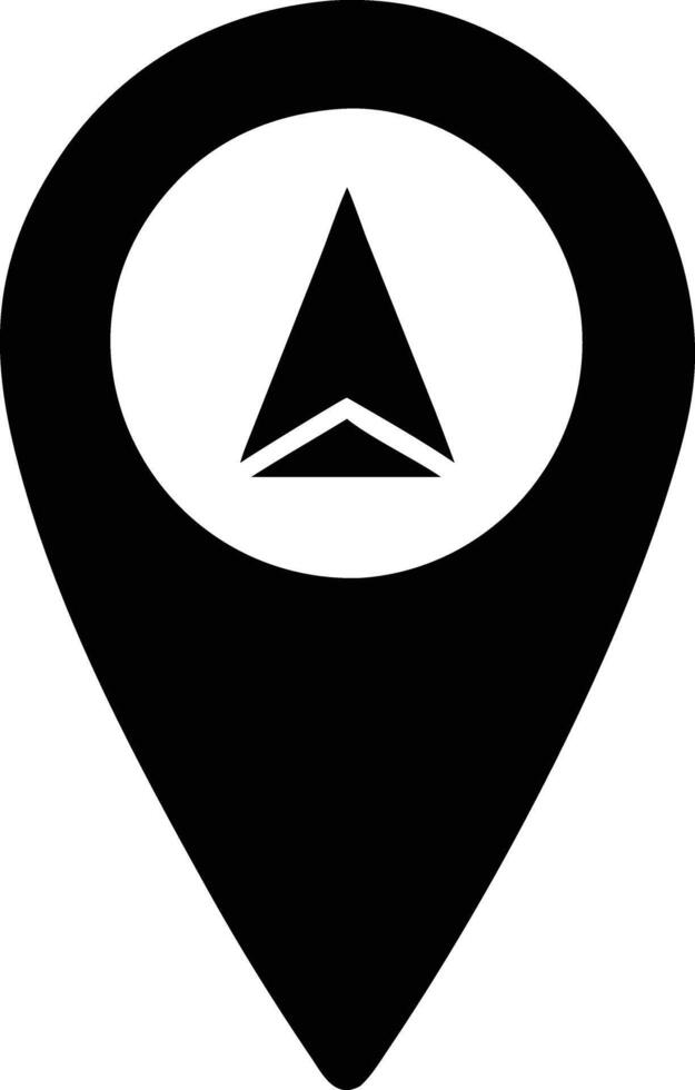 a map icon a black and white image of a pin with an arrow vector