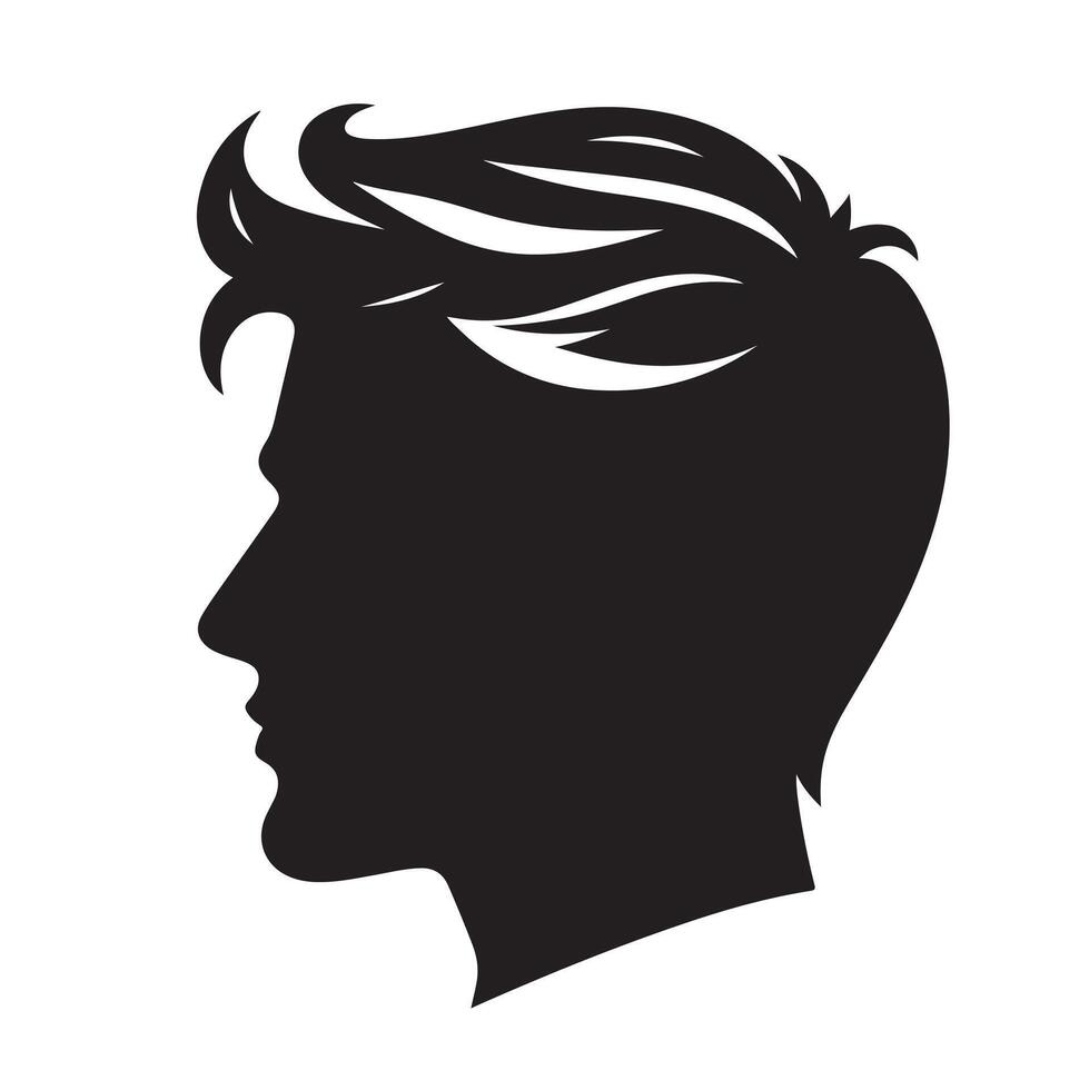 silhouette of a man's head with a wavy hair vector