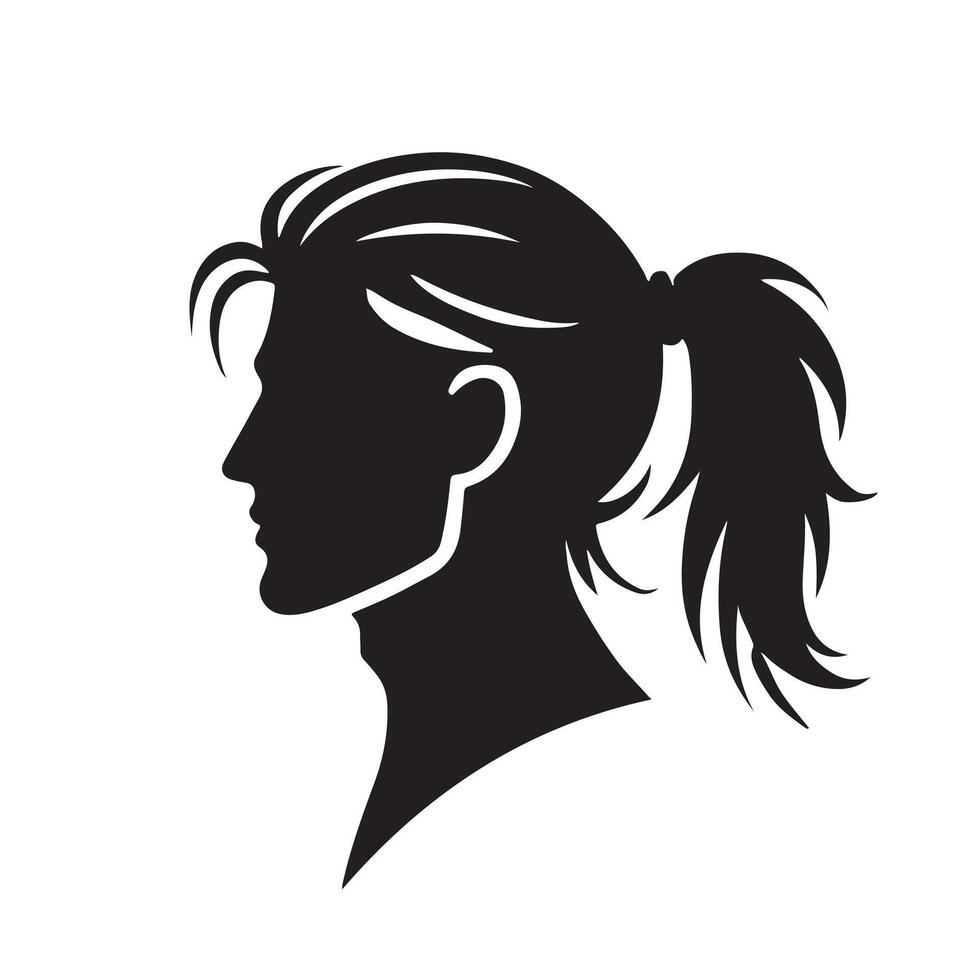 silhouette of a woman with ponytail vector