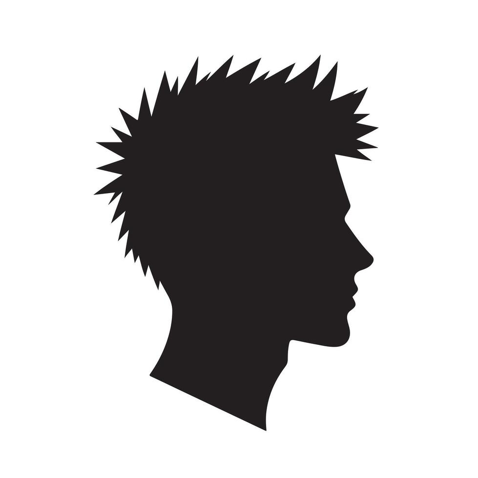 a silhouette of a man's head with a spiky hair vector