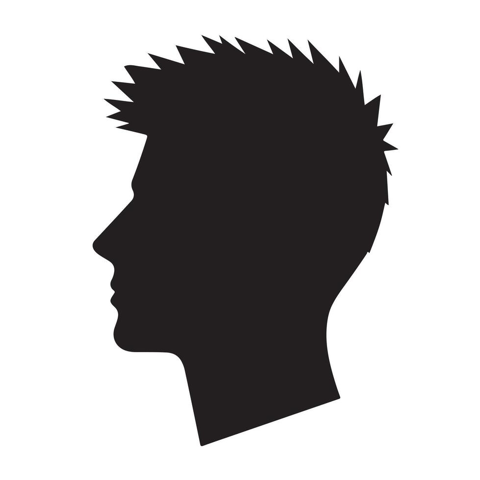 silhouette of a man's head with spiky hair vector