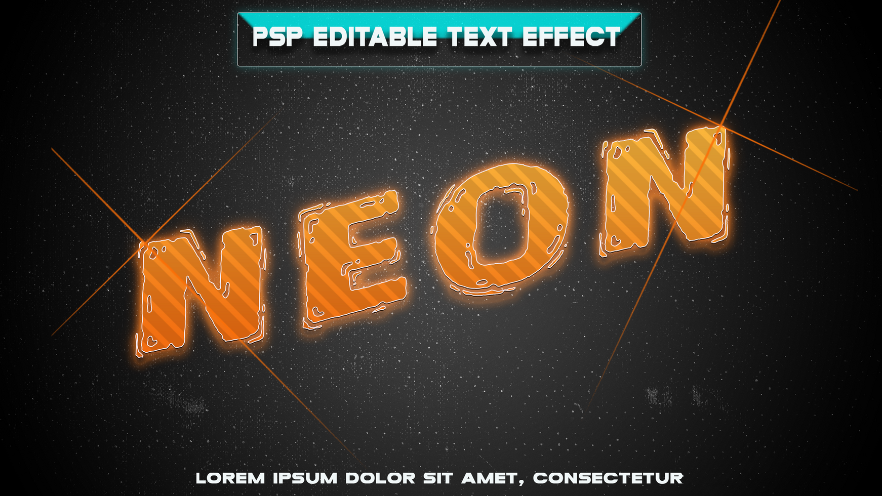 Orange neon letters psd