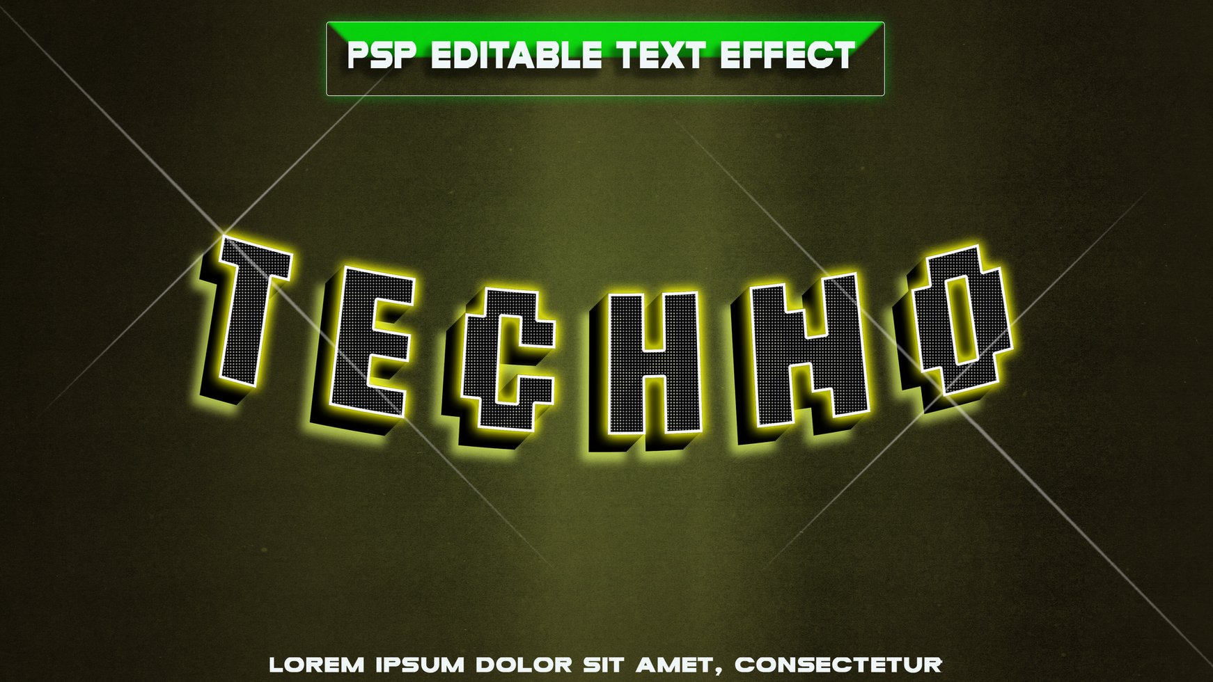 Yellow technological letters psd