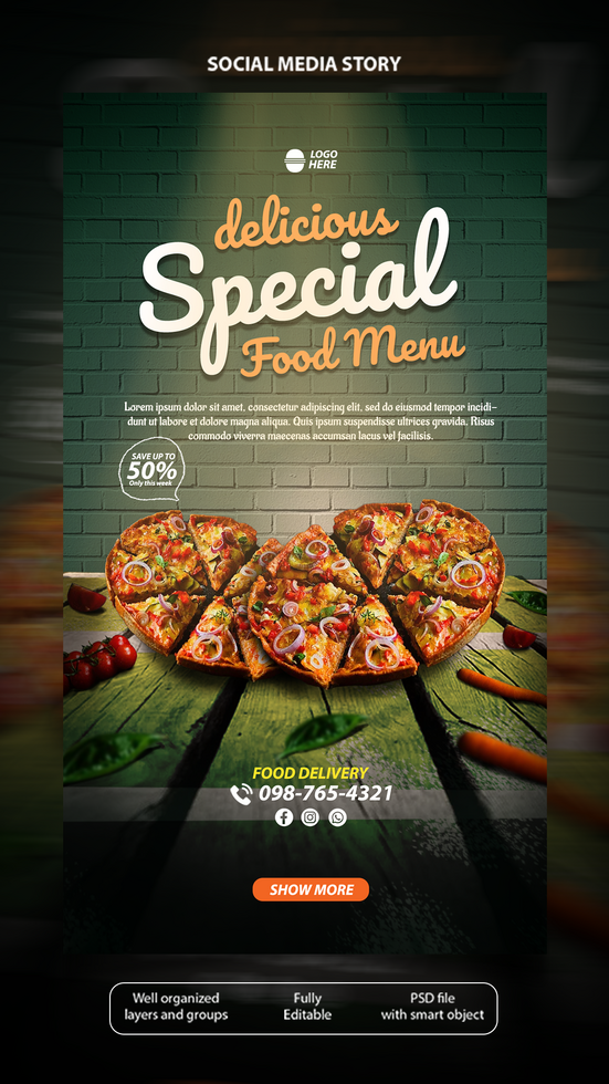 A pizza restaurant flyer template psd