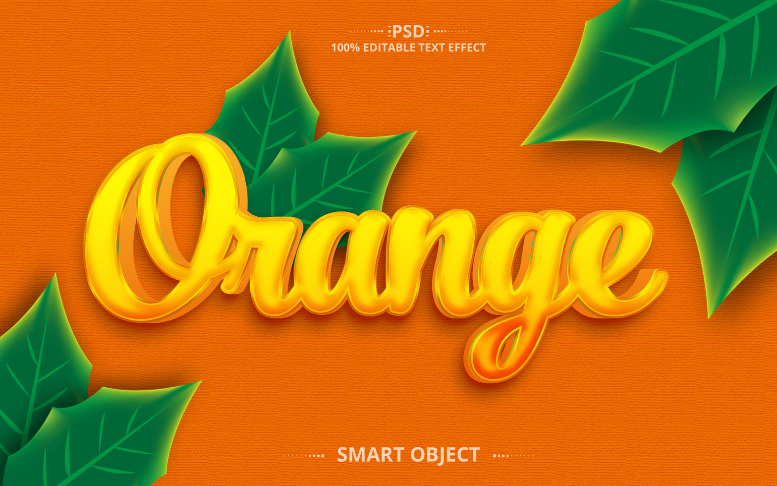 Orange 3D creative design Editable Text Effect Design with leaf psd
