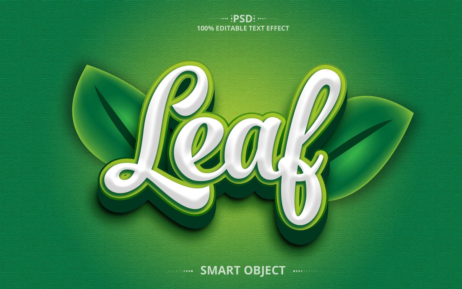 Leaf 3D nature tree green text effect design psd