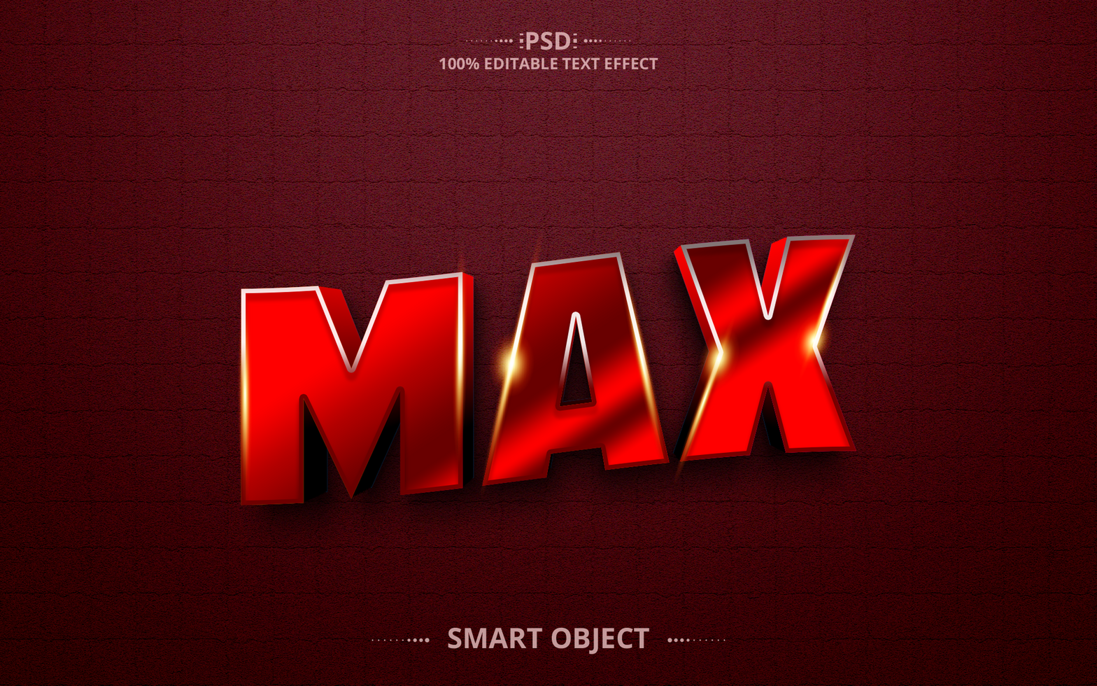 Red Max 3D Editable Text Effect Design with light psd