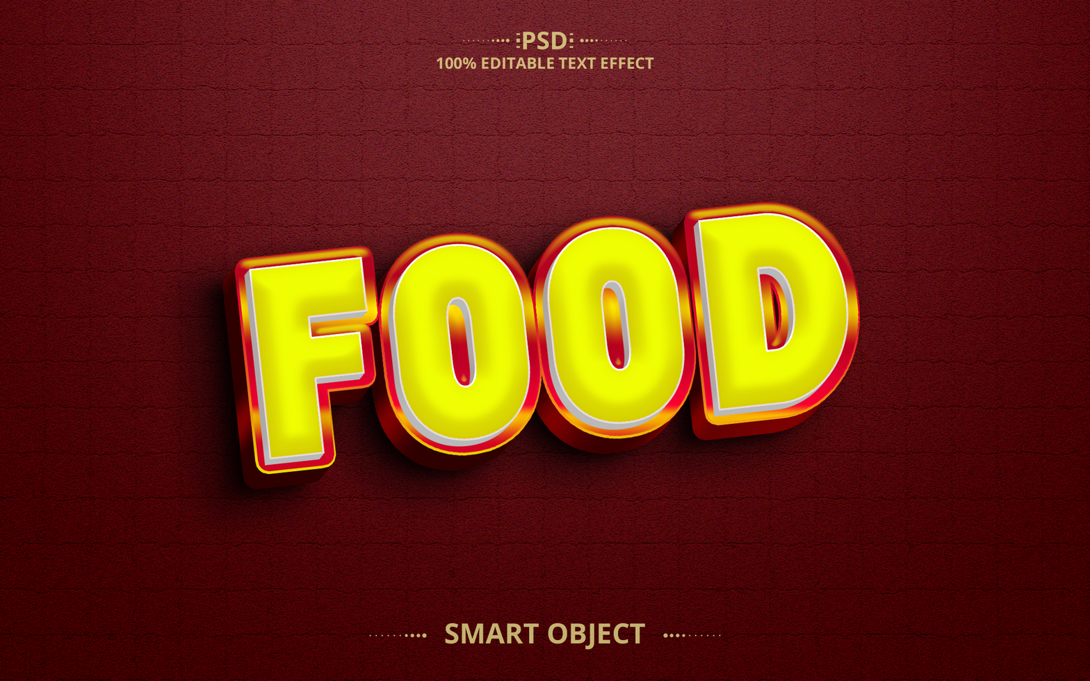Food 3D creative Editable Text Effect Design psd