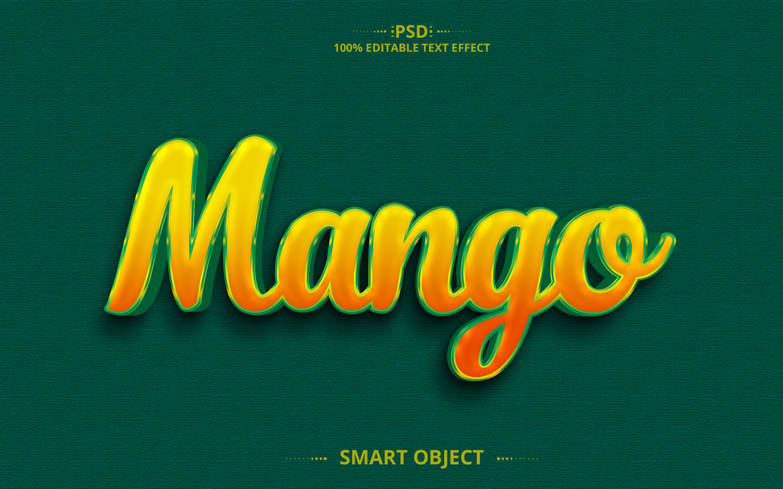 Mango 3D creative tropical nature tree green text effect design psd