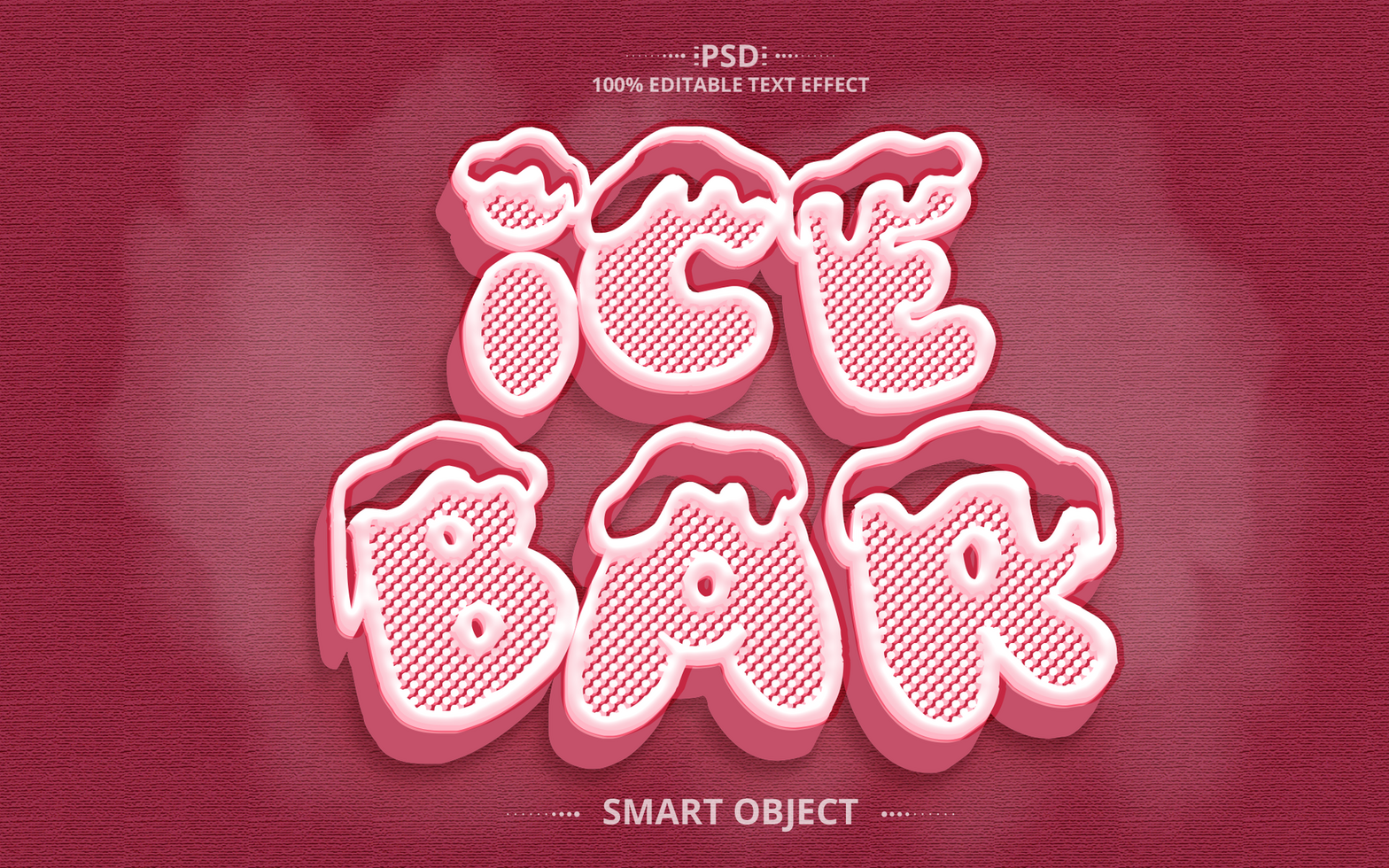 Ice bar 3D creative text effect design pink color, best font design psd