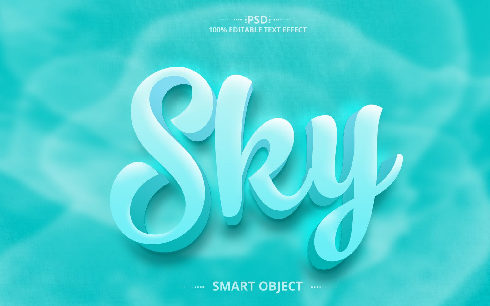 Sky 3D creative iceEditable Text Effect Design psd