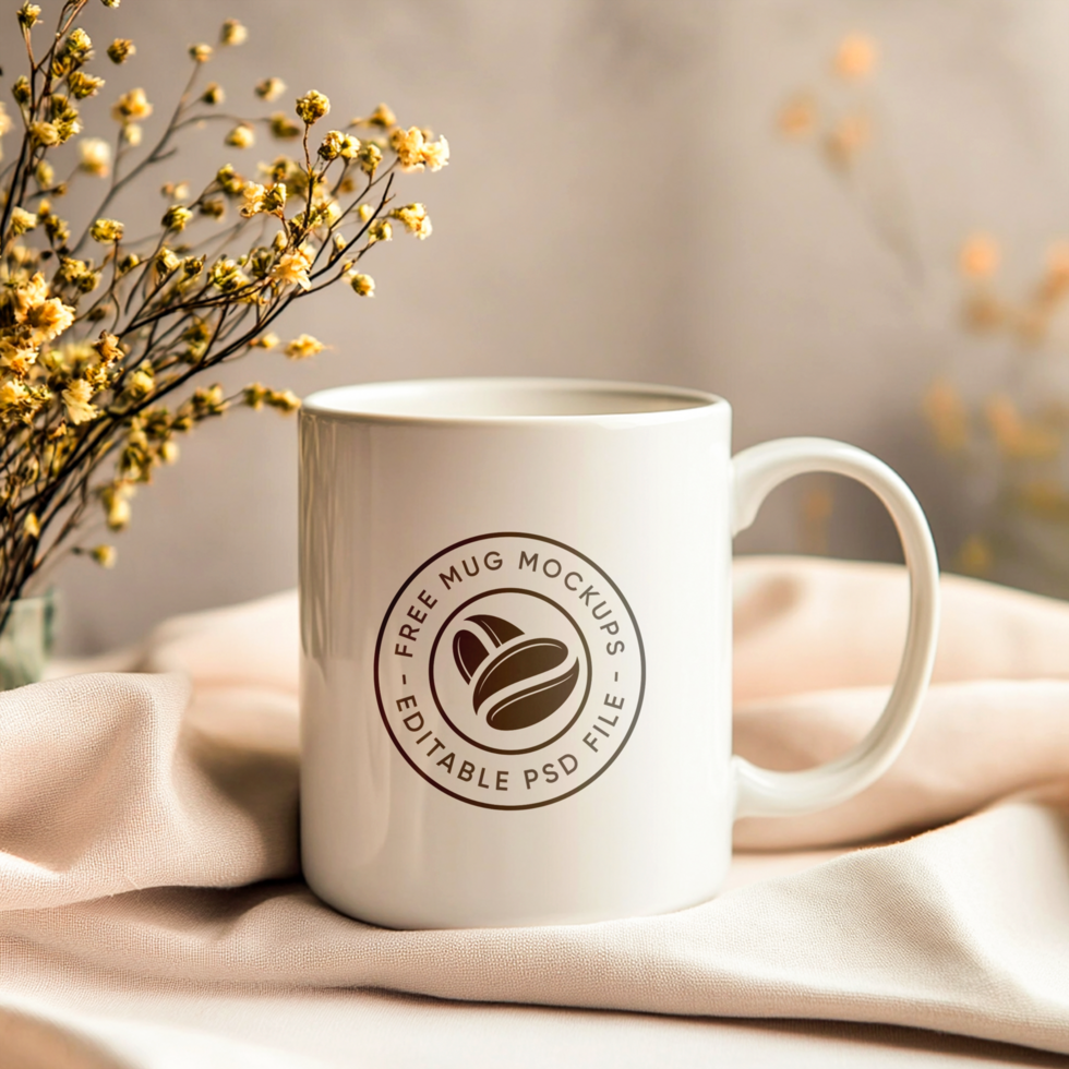 Mockup of a Mug with a Customizable Background psd