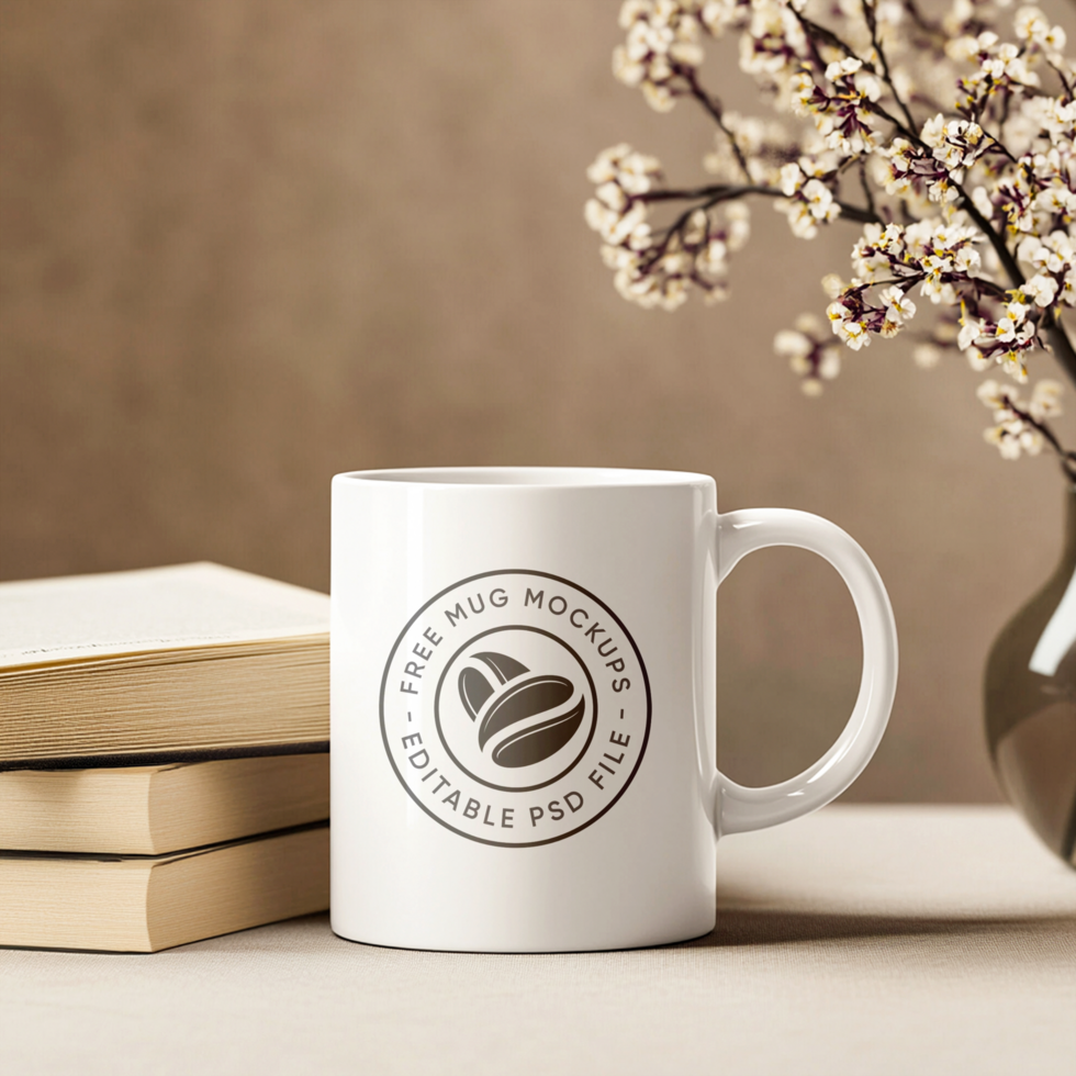 White and Colorful Mug Mockup Set for Branding Use psd