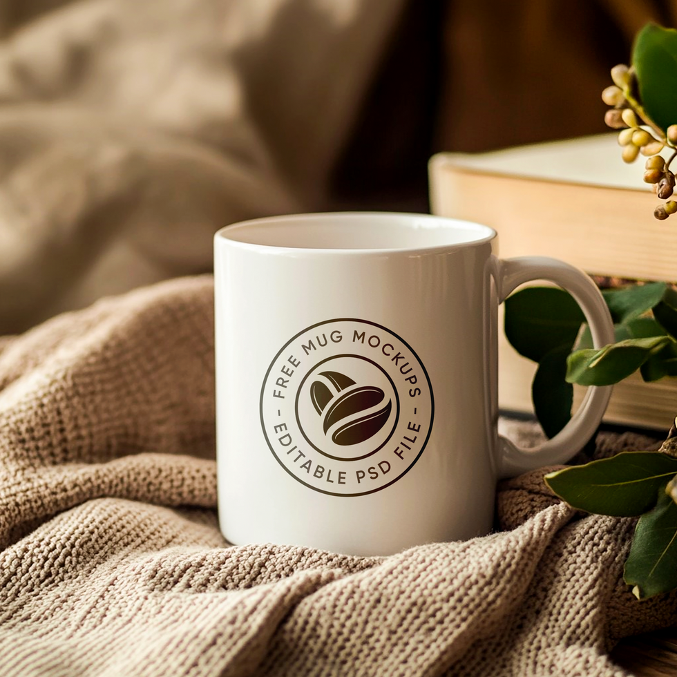 High-End Mockup of a Mug on a Wooden Surface psd