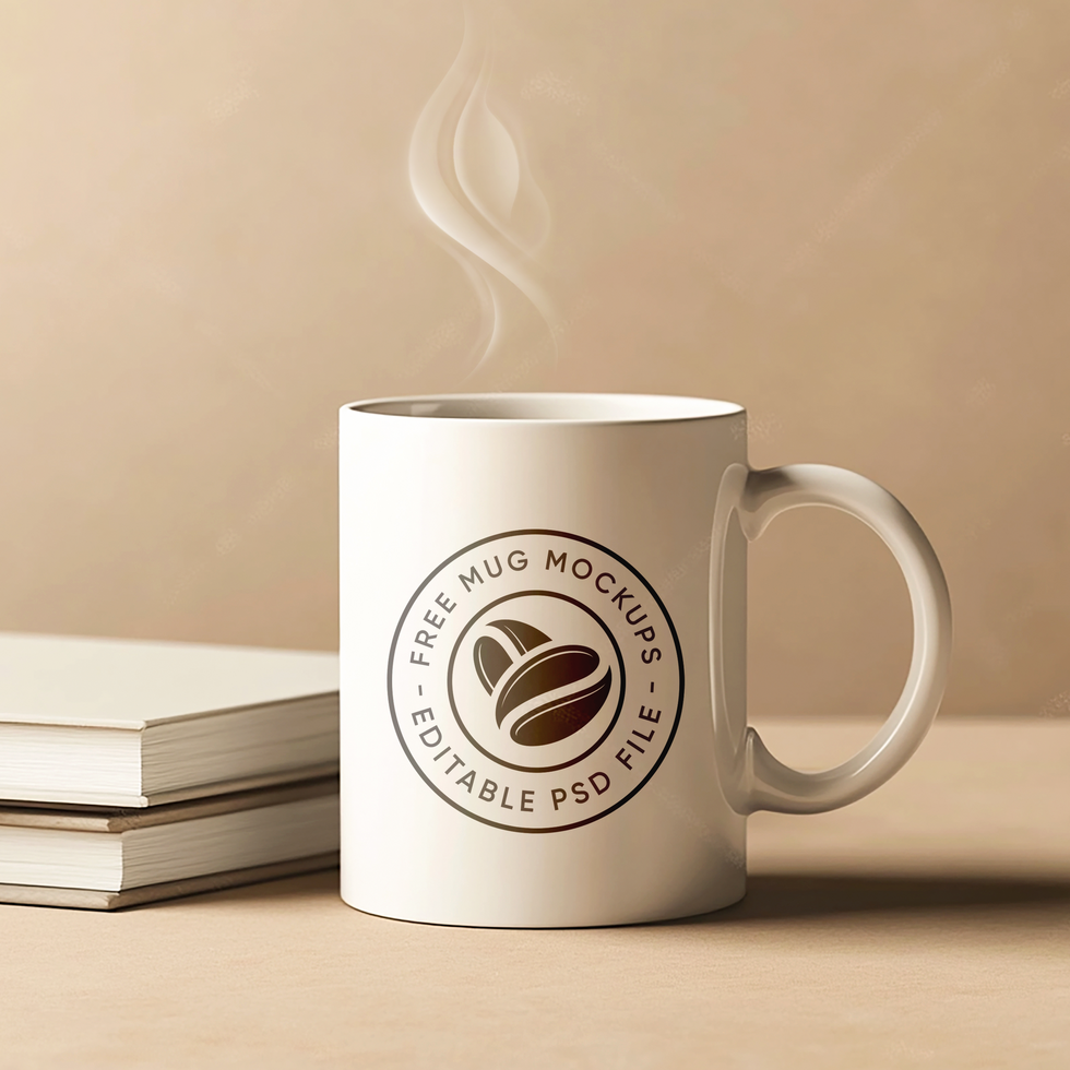 Latte Mug Mockup for Cafe-Themed Graphics psd