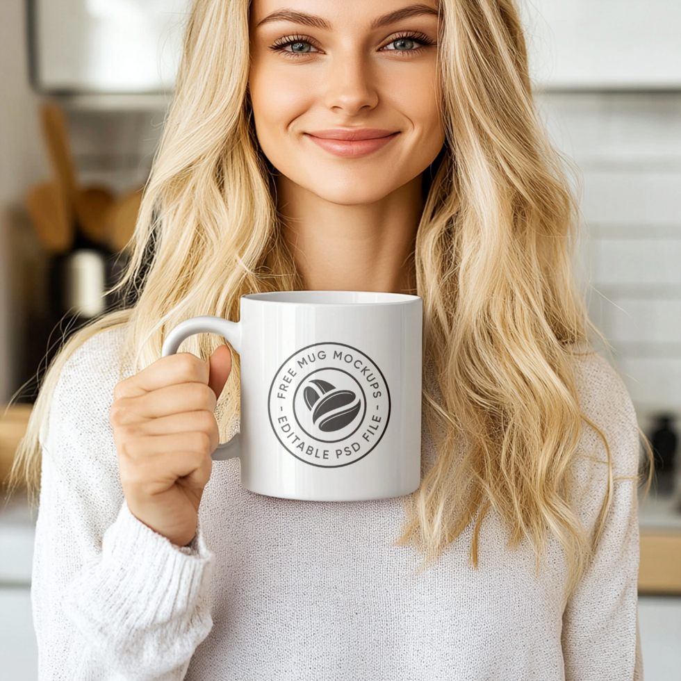 Mockup of a Mug on a Cozy Winter Setting psd