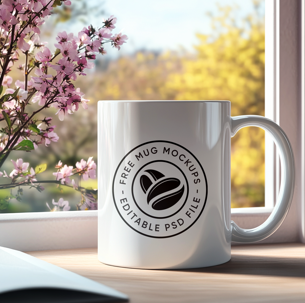 Trendy Mug Mockup with Realistic Reflections psd