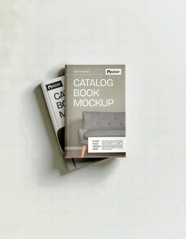 stacked book Catalog Book Mockup psd