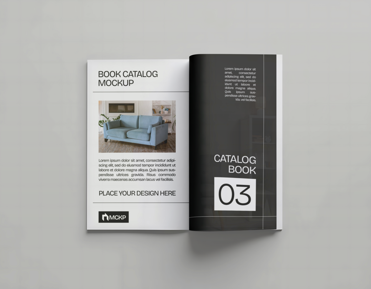 Catalog Book Mockup with grey background psd