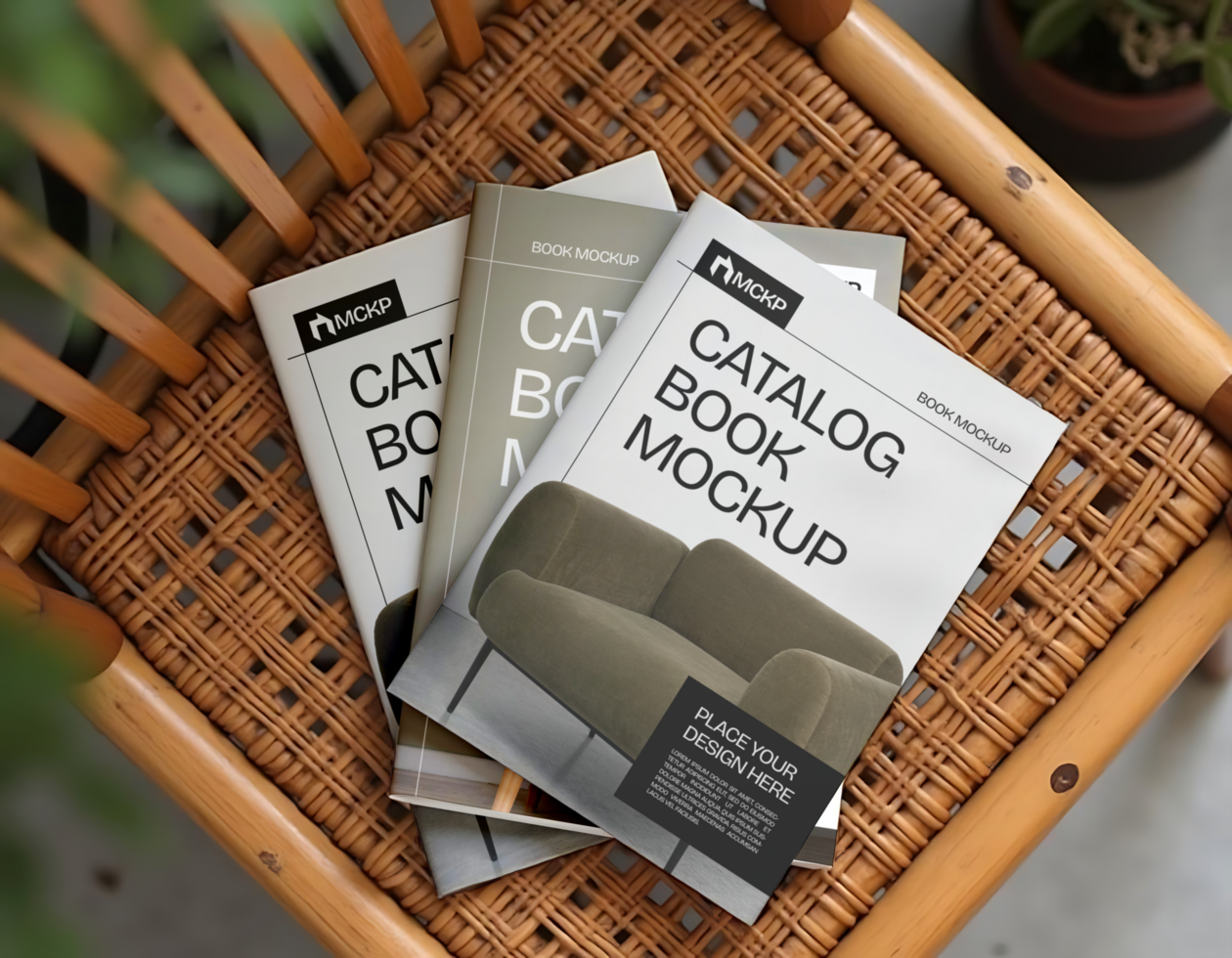 Catalog Book Mockup on a chair psd