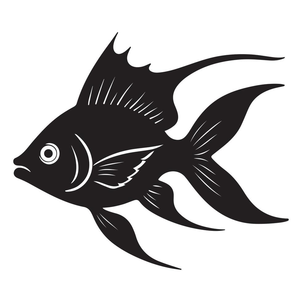 Striking silhouette of an angelfish vector