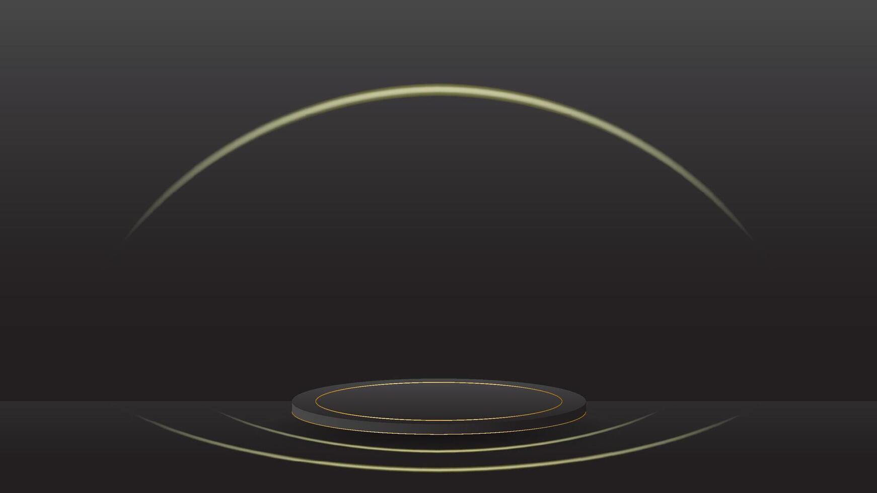a circle display podium black luxury gold modern presentation product background . stage empty dark design pedestal minimal showcase template space stand. vector