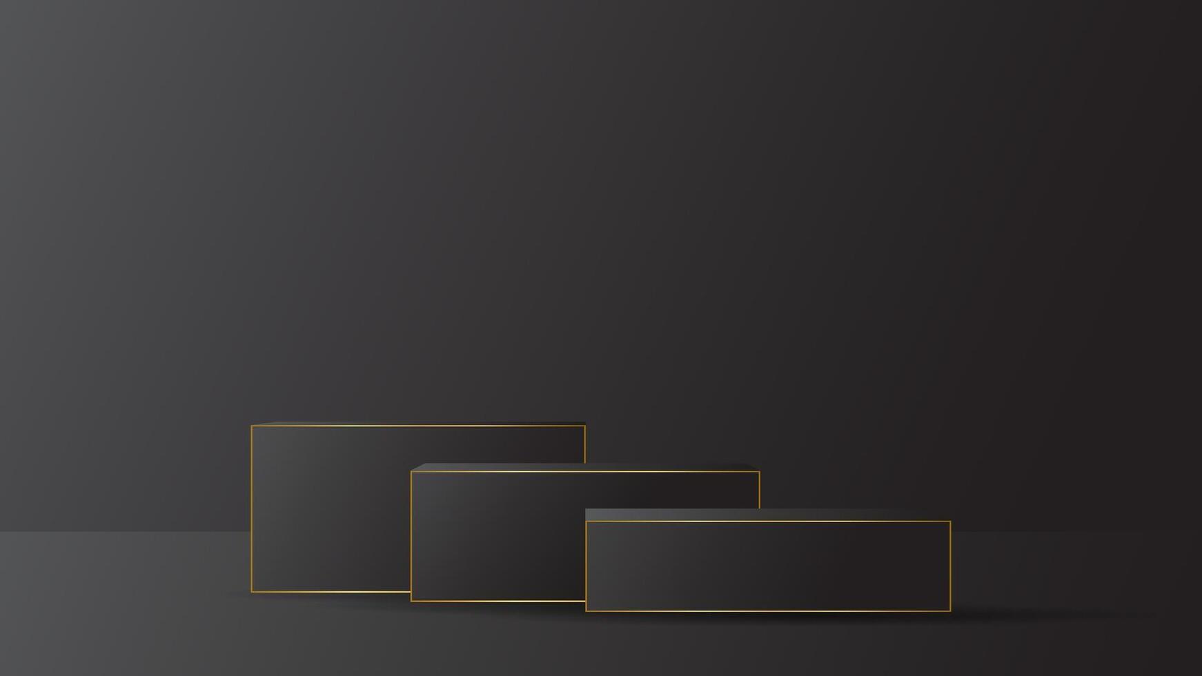 font display podium black luxury gold modern presentation product background . stage empty dark design pedestal minimal showcase template space stand. vector
