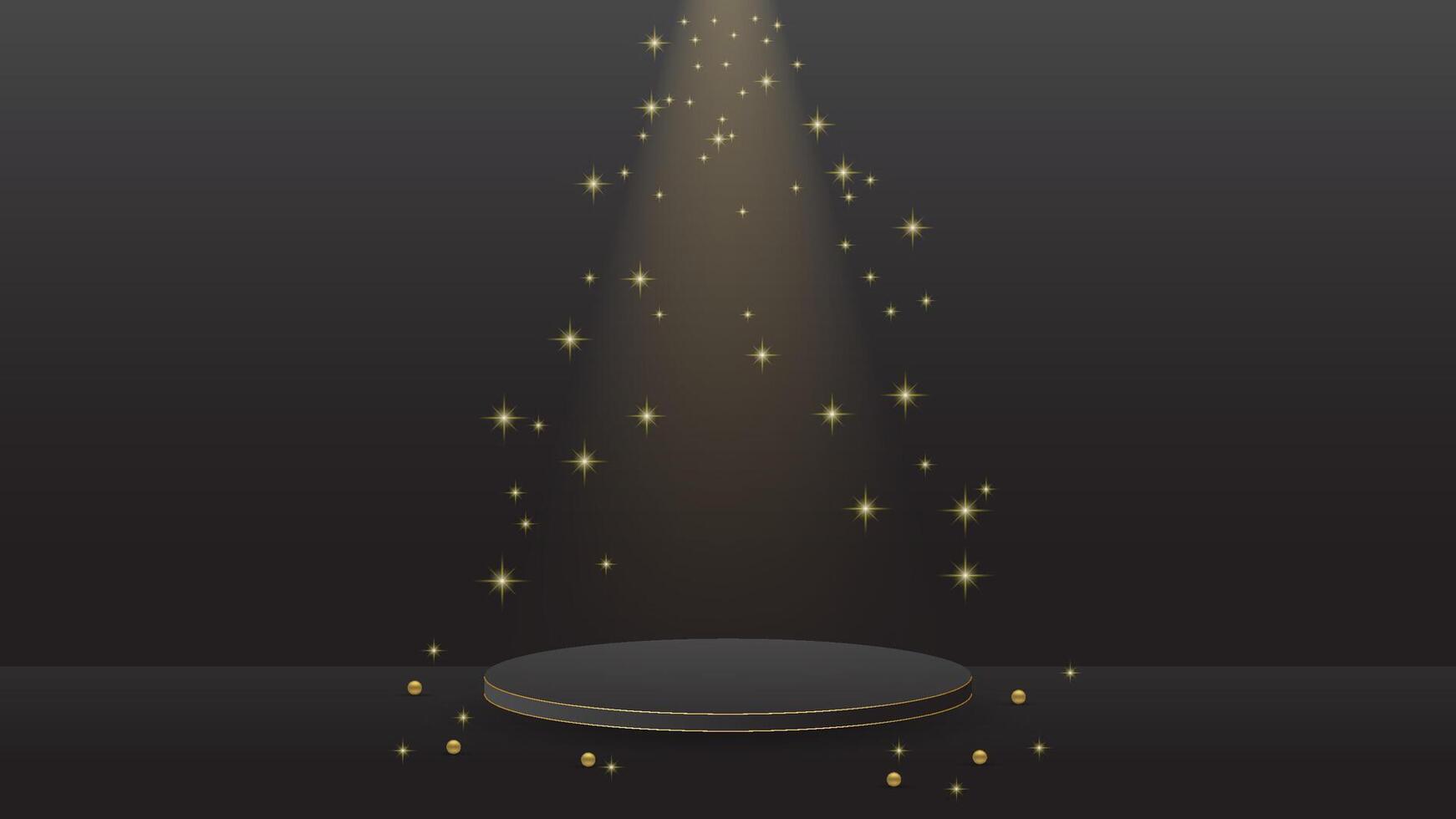 single display podium black luxury gold modern presentation product background . stage empty dark design pedestal minimal showcase template space stand. vector