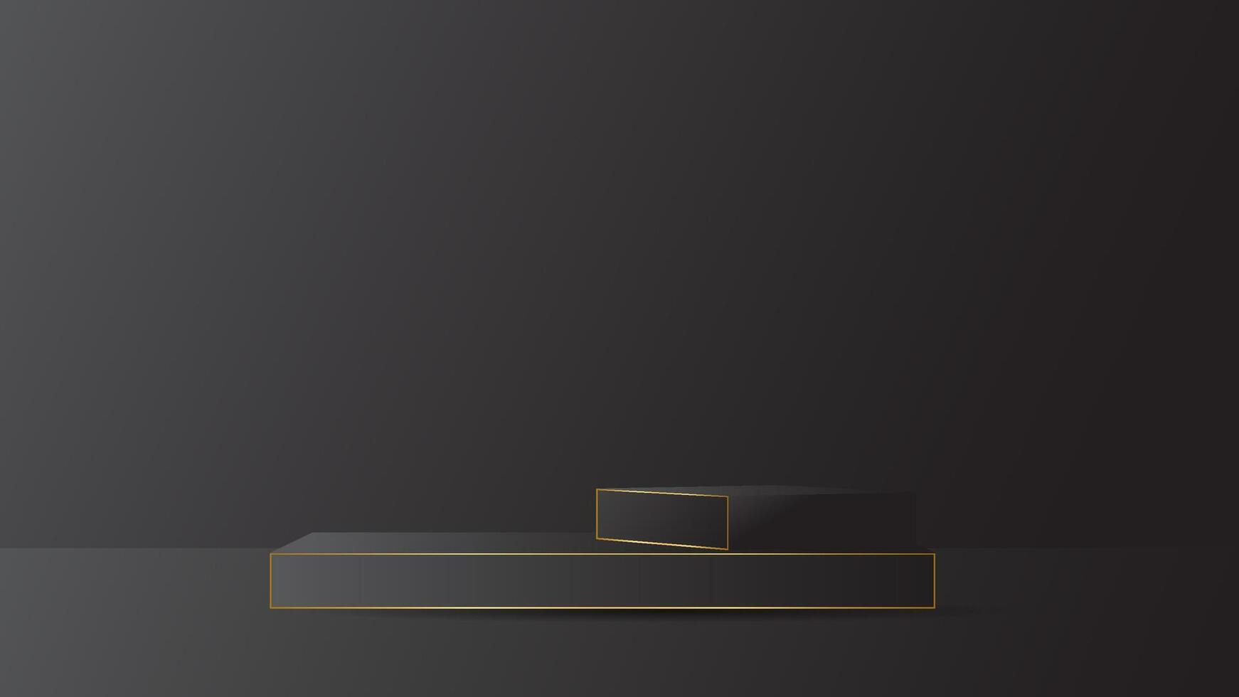 display podium black luxury gold modern presentation product background . stage empty dark design pedestal minimal showcase template space stand. view vector