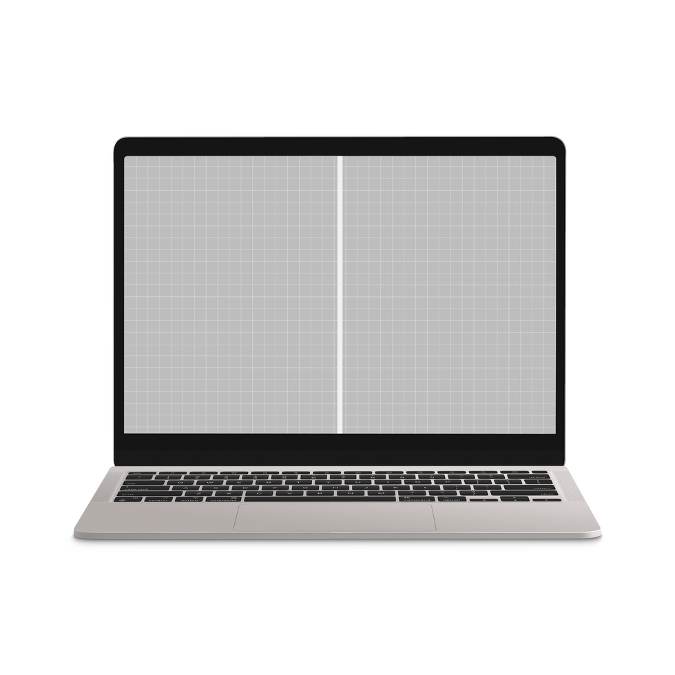 A laptop with a blank screen on a white background psd